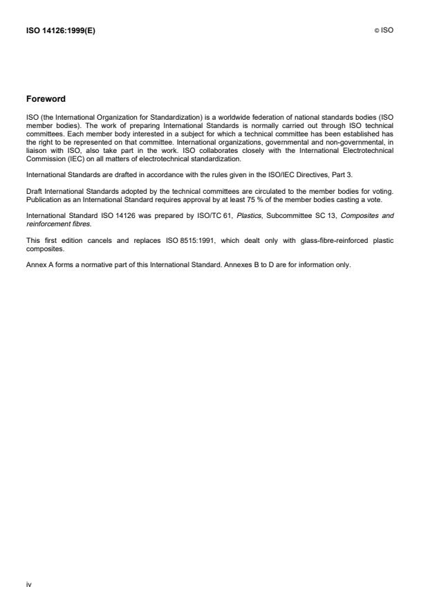 ISO 14126:1999 ISO 14126:1999 - Fibre-reinforced plastic composites -- Determination of compressive properties in the in-plane direction - Page 4 preview
