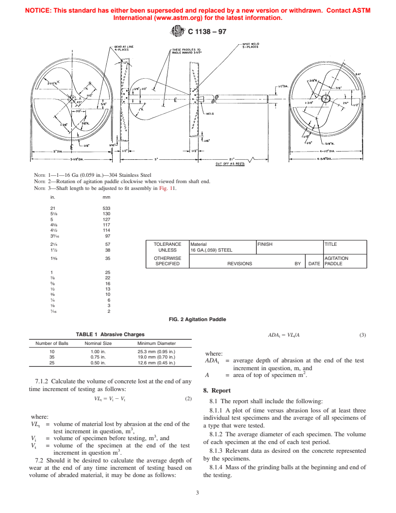 ASTM C1138-97 - Standard Test Method for Abrasion Resistance of Concrete (Underwater Method)