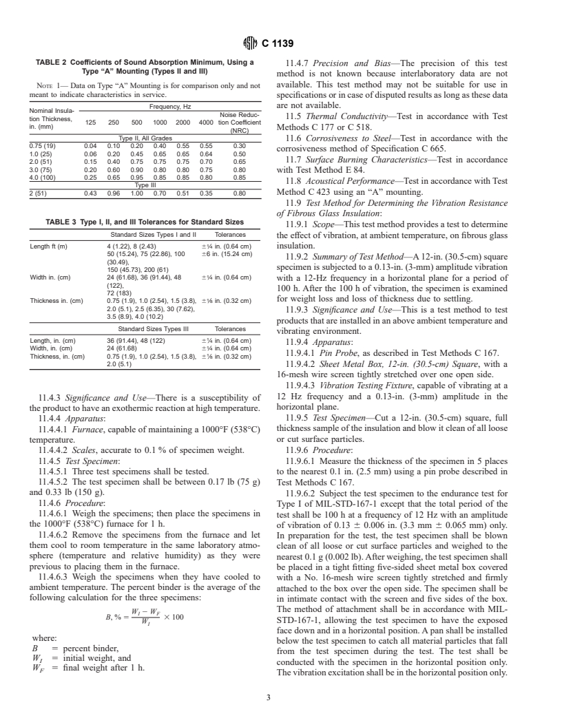 ASTM C1139-90(1996)e1 - Standard Specification for Fibrous Glass Thermal Insulation and Sound Absorbing Blanket and Board for Military Applications