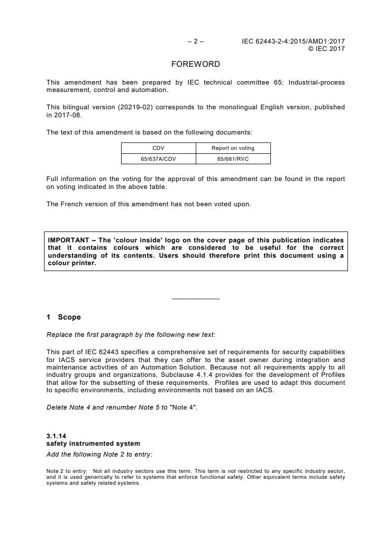 IEC 62443-2-4:2015/AMD1:2017 IEC 62443-2-4:2015/AMD1:2017 - Amendment 1 - Security for industrial automation and control systems - Part 2-4: Security program requirements for IACS service providers - Page 4 preview