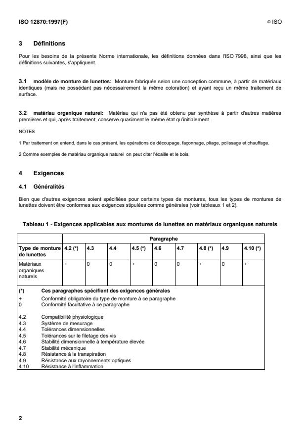 ISO 12870:1997 ISO 12870:1997 - Optique ophtalmique -- Montures de lunettes -- Exigences générales et méthodes d'essai - Page 4 preview
