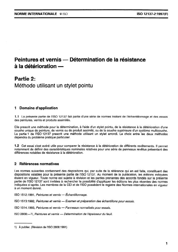 ISO 12137-2:1997 - Peintures et vernis -- Détermination de la résistance a la détérioration