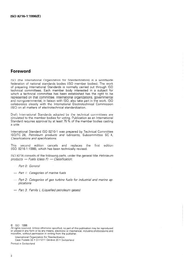 ISO 8216-1:1996 ISO 8216-1:1996 - Petroleum products -- Fuels (class F) -- Classification - Page 2 preview