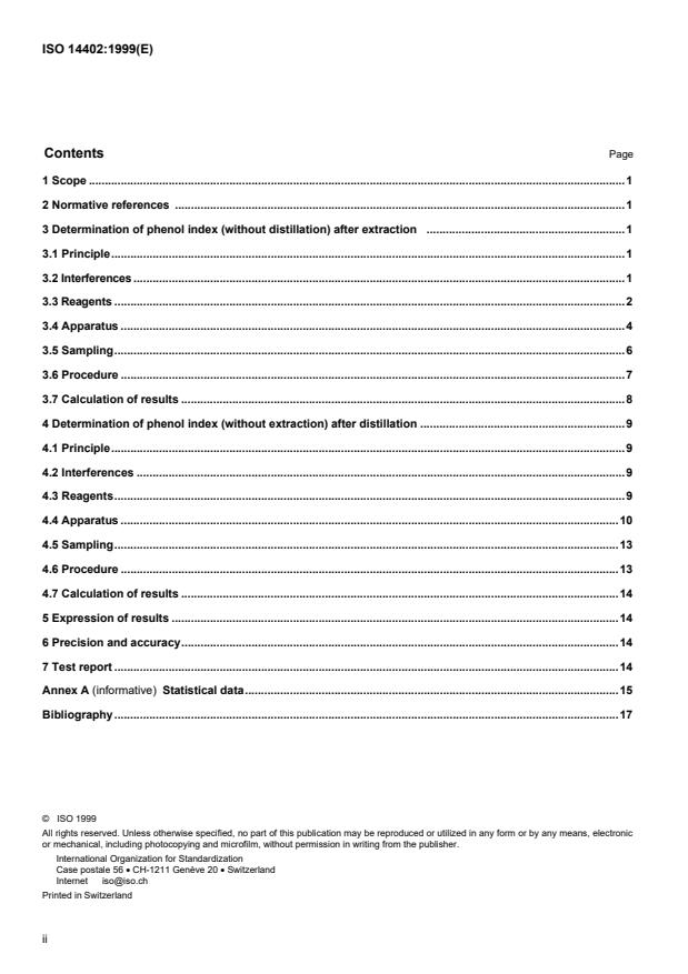 ISO 14402:1999 ISO 14402:1999 - Water quality -- Determination of phenol index by flow analysis (FIA and CFA) - Page 2 preview