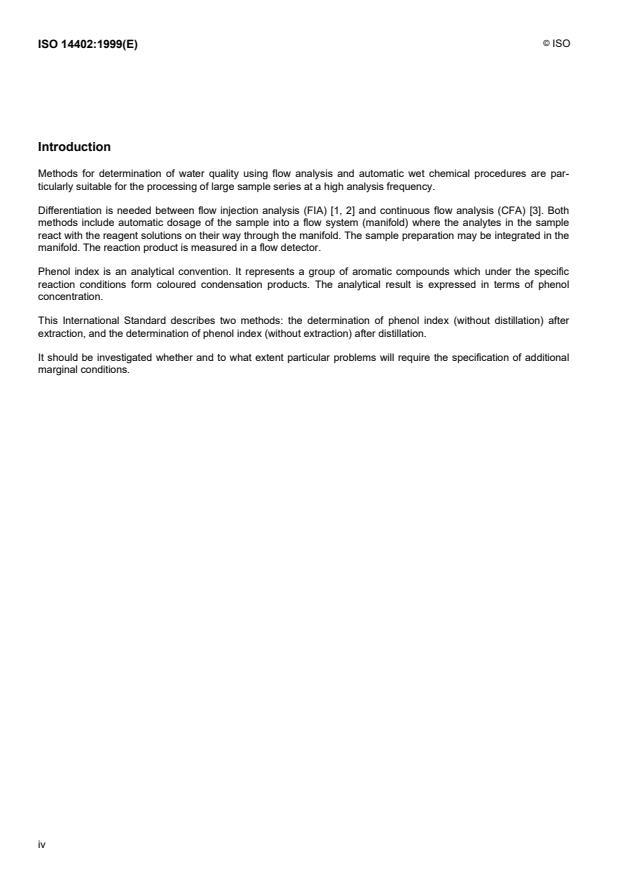 ISO 14402:1999 ISO 14402:1999 - Water quality -- Determination of phenol index by flow analysis (FIA and CFA) - Page 4 preview