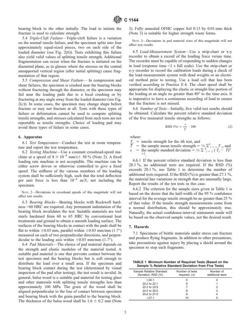 ASTM C1144-89(1997) - Standard Test Method for Splitting Tensile Strength for Brittle Nuclear Waste Forms