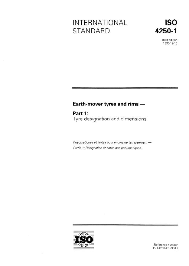 ISO 4250-1:1996 - Earth-mover tyres and rims