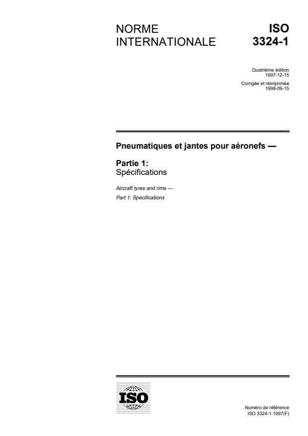 ISO 3324-1:1997 - Pneumatiques et jantes pour aéronefs