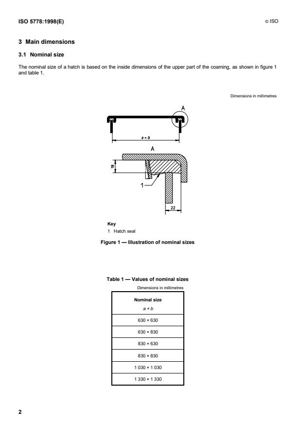 ISO 5778:1998 ISO 5778:1998 - Ships and marine technology -- Small weathertight steel hatches - Page 4 preview