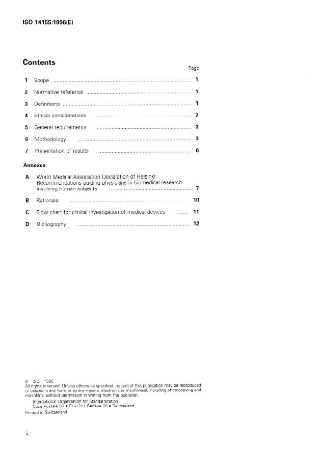 ISO 14155:1996 ISO 14155:1996 - Clinical investigation of medical devices - Page 2 preview