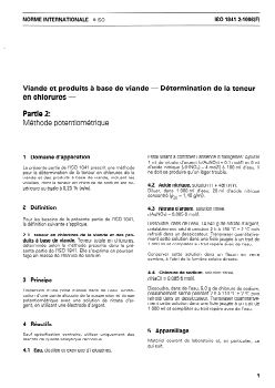 ISO 1841-2:1996 - Viande et produits à base de viande — Détermination de la teneur en chlorures — Partie 2: Méthode potentiométrique
Released:6/27/1996 - Page 3 preview