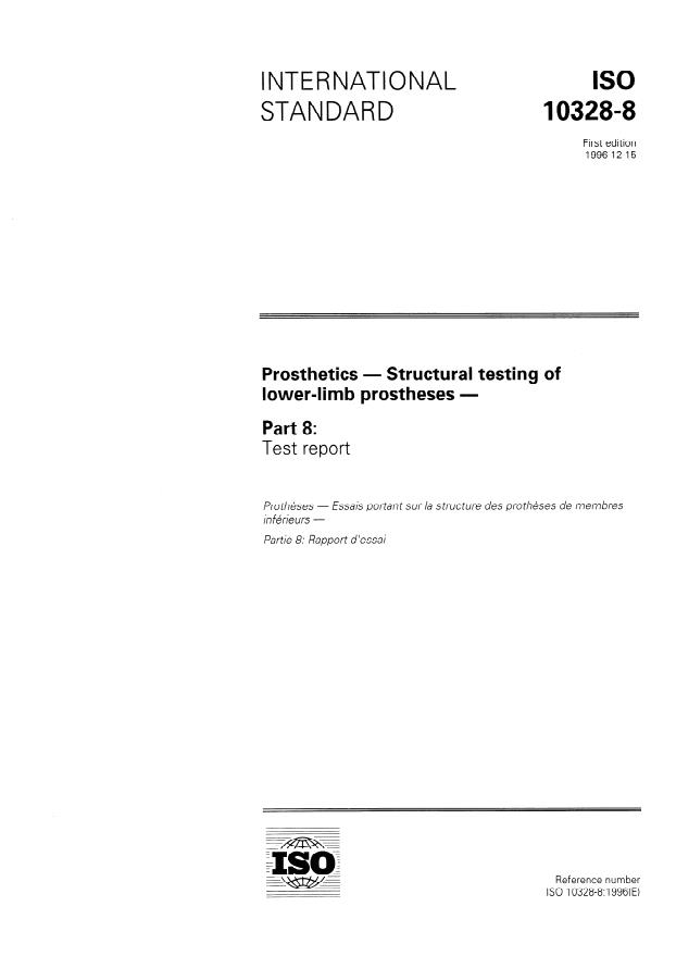 ISO 10328-8:1996 - Prosthetics -- Structural testing of lower-limb prostheses