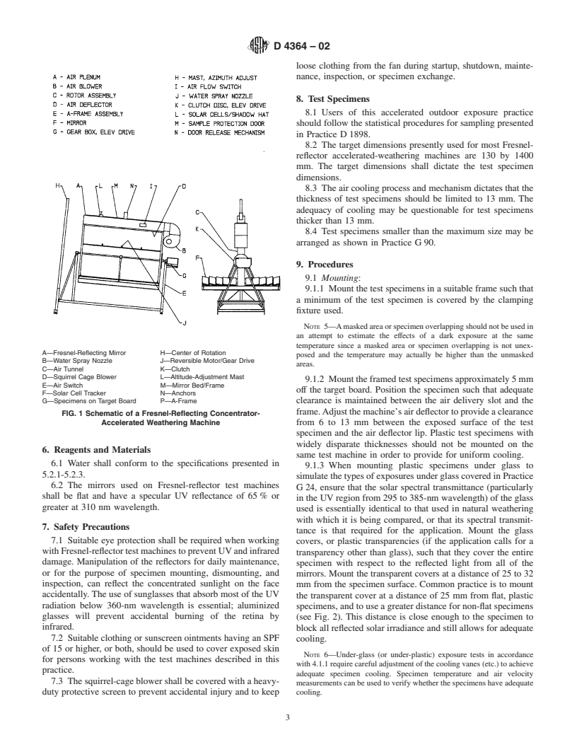 ASTM D4364-02 - Standard Practice for Performing Outdoor Accelerated Weathering Tests of Plastics Using Concentrated Sunlight