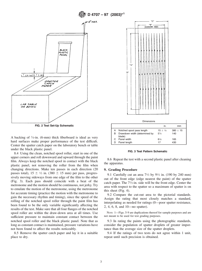 ASTM D4707-97(2003)e1 - Standard Test Method for Measuring Paint Spatter Resistance During Roller Application