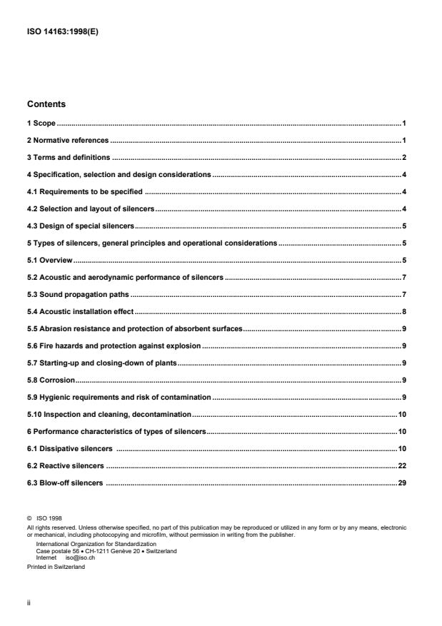 ISO 14163:1998 ISO 14163:1998 - Acoustics -- Guidelines for noise control by silencers - Page 2 preview