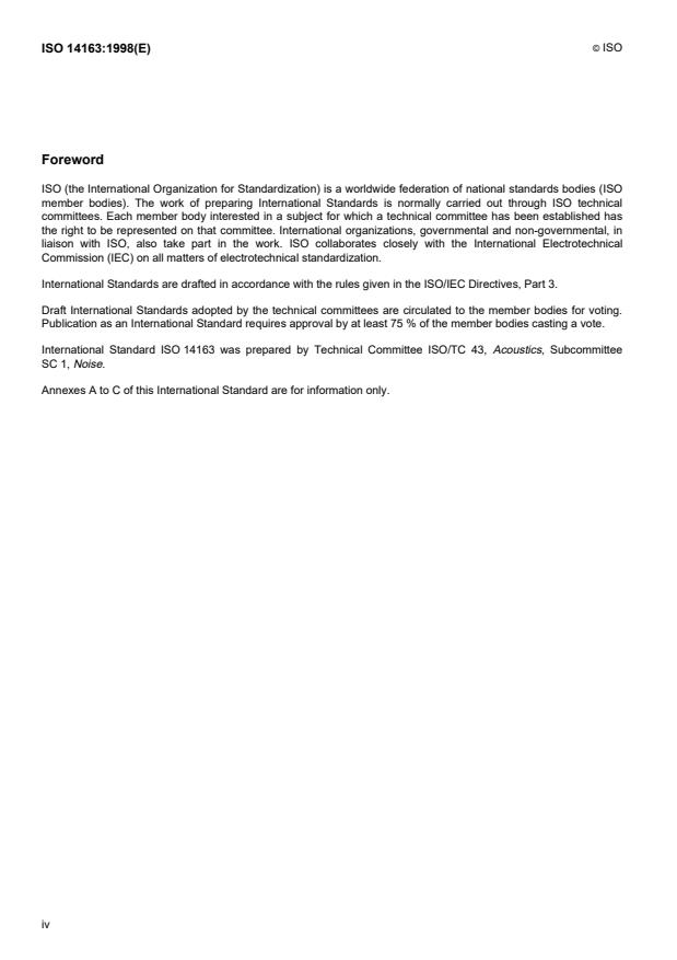 ISO 14163:1998 ISO 14163:1998 - Acoustics -- Guidelines for noise control by silencers - Page 4 preview
