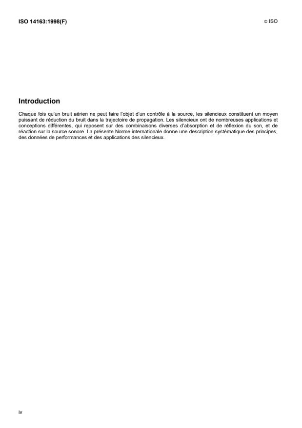 ISO 14163:1998 ISO 14163:1998 - Acoustique -- Lignes directrices pour la réduction du bruit au moyen de silencieux - Page 4 preview