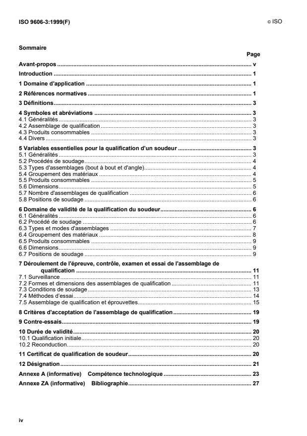 ISO 9606-3:1999 ISO 9606-3:1999 - Épreuve de qualification des soudeurs -- Soudage par fusion - Page 4 preview