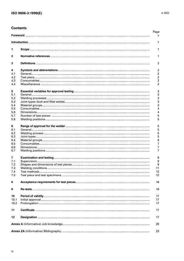 ISO 9606-3:1999 ISO 9606-3:1999 - Approval testing of welders -- Fusion welding - Page 4 preview