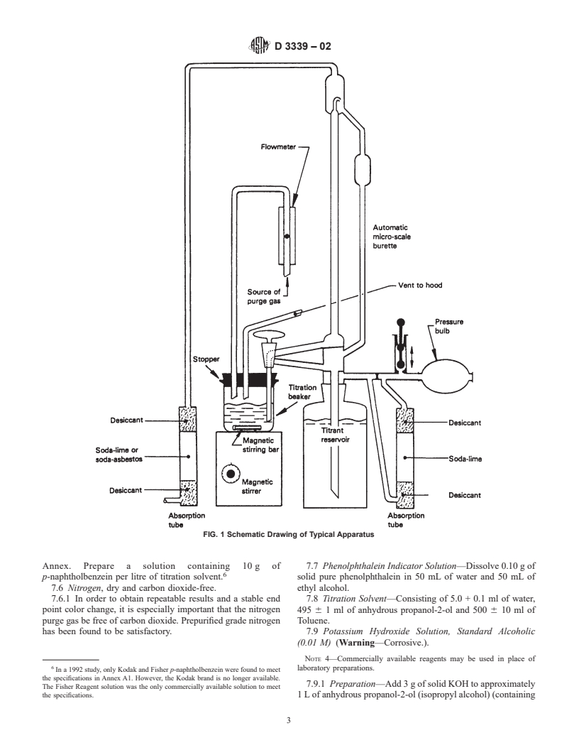 ASTM D3339-02 - Standard Test Method for Acid Number of Petroleum Products by Semi-Micro Color Indicator Titration