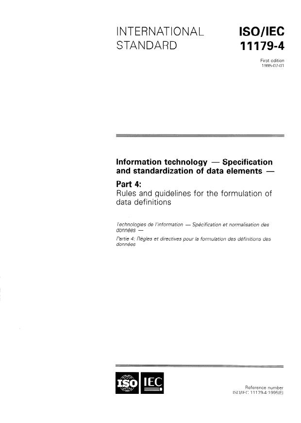 ISO/IEC 11179-4:1995 - Information technology -- Specification and standardization of data elements