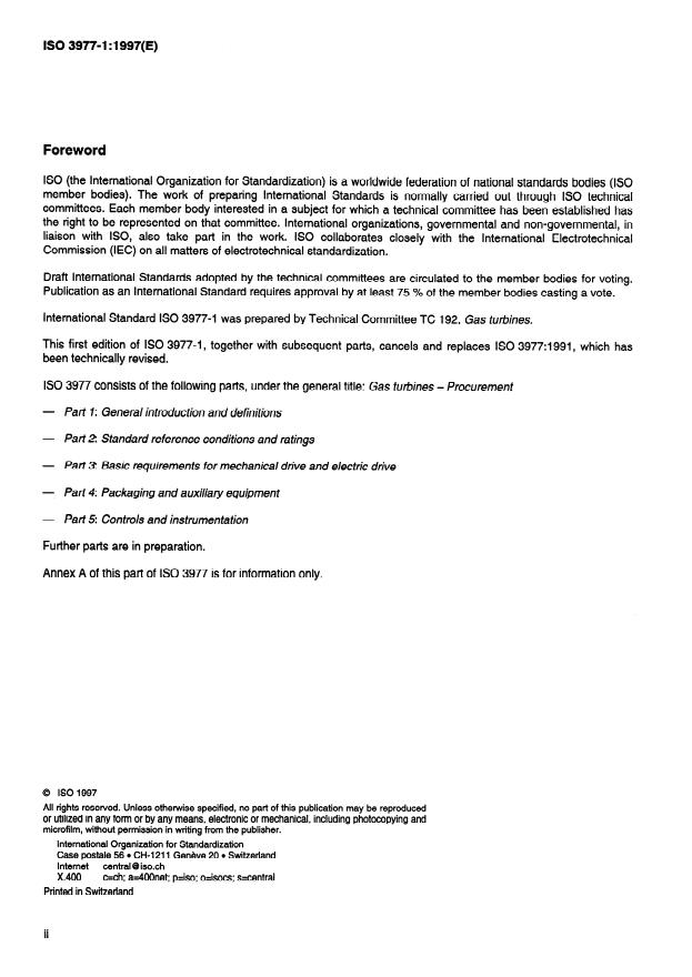 ISO 3977-1:1997 ISO 3977-1:1997 - Gas turbines -- Procurement - Page 2 preview