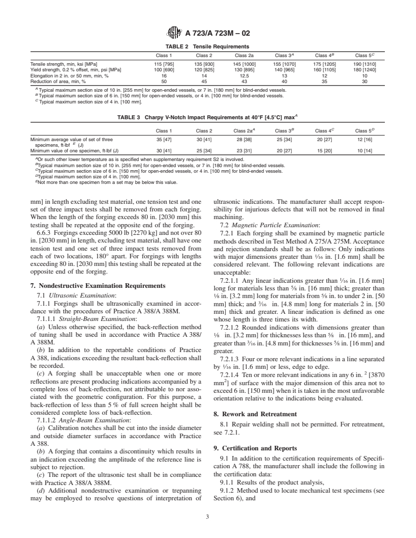 ASTM A723/A723M-02 - Standard Specification for Alloy Steel Forgings for High-Strength Pressure Component Application