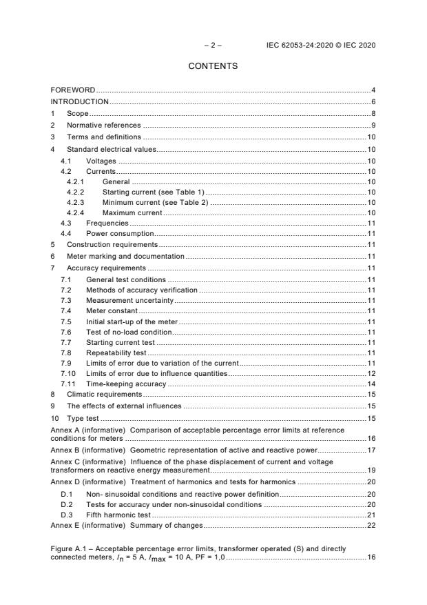IEC 62053-24:2020 IEC 62053-24:2020 - Electricity metering equipment - Particular requirements - Part 24: Static meters for fundamental component reactive energy (classes 0,5S, 1S, 1, 2 and 3) - Page 4 preview