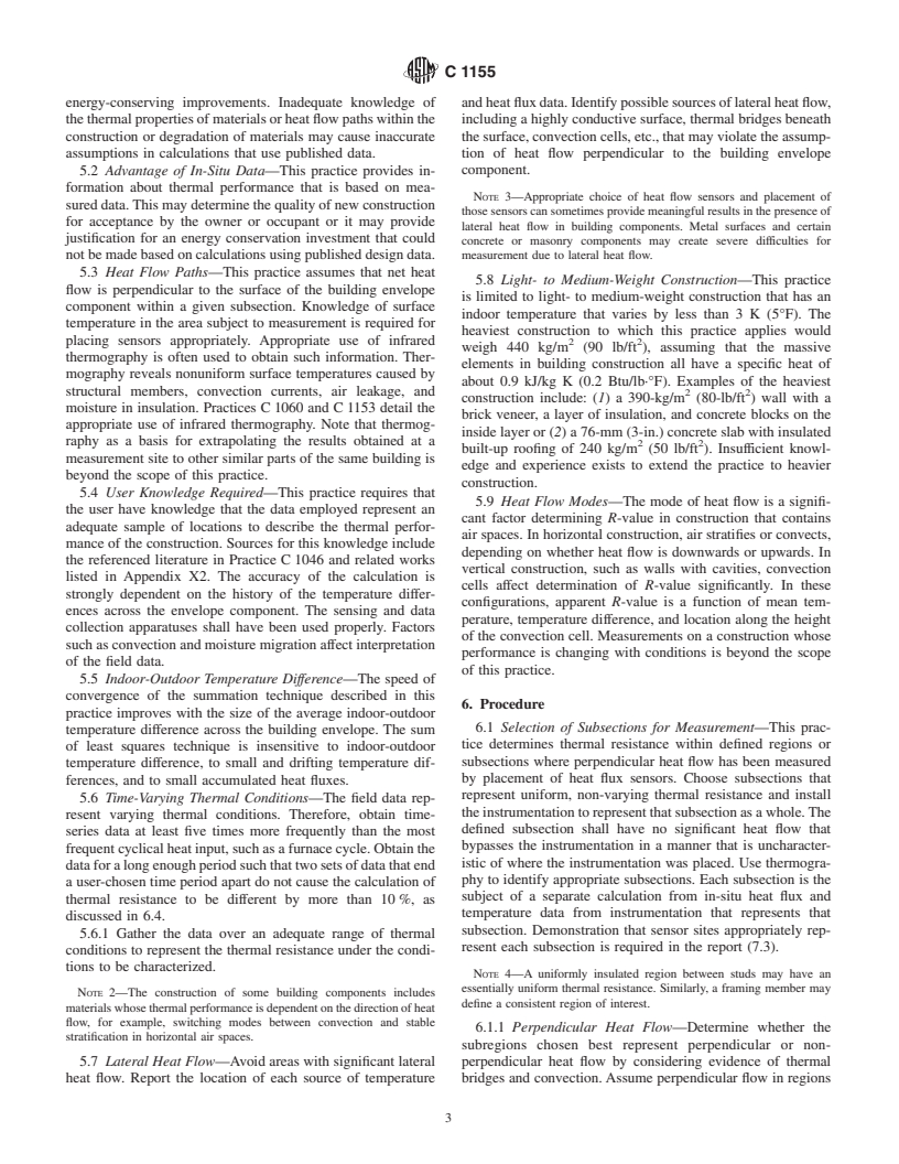 ASTM C1155-95(2001) - Standard Practice for Determining Thermal Resistance of Building Envelope Components from the In-Situ Data