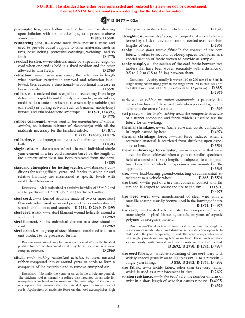 ASTM D6477-02a - Standard Terminology Relating to Tire Cord and Fabrics