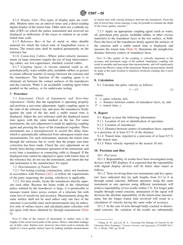 ASTM C597-02 - Standard Test Method for Pulse Velocity Through Concrete