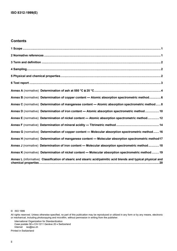 ISO 8312:1999 ISO 8312:1999 - Rubber compounding ingredients -- Stearic acid -- Definition and test methods - Page 2 preview