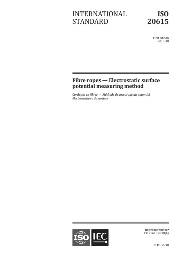 ISO 20615:2018 - Fibre ropes - Electrostatic surface potential measuring method
