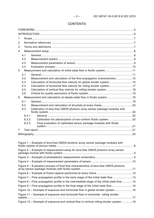 IEC 60747-18-3:2019 IEC 60747-18-3:2019 - Semiconductor devices - Part 18-3: Semiconductor bio sensors - Fluid flow characteristics of lens-free CMOS photonic array sensor package modules with fluidic system - Page 4 preview