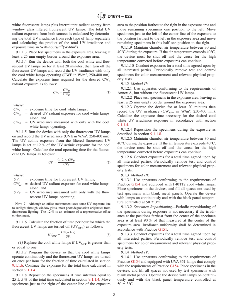 ASTM D4674-02a - Standard Practice for Accelerated Testing for Color Stability of Plastics Exposed to Indoor Office Environments