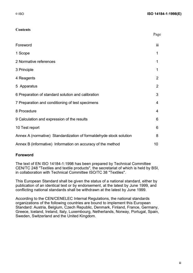 ISO 14184-1:1998 - Textiles -- Determination of formaldehyde