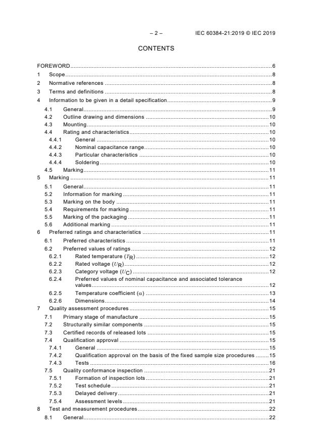 IEC 60384-21:2019 IEC 60384-21:2019 - Fixed capacitors for use in electronic equipment - Part 21: Sectional specification - Fixed surface mount multilayer capacitors of ceramic dielectric, Class 1 - Page 4 preview