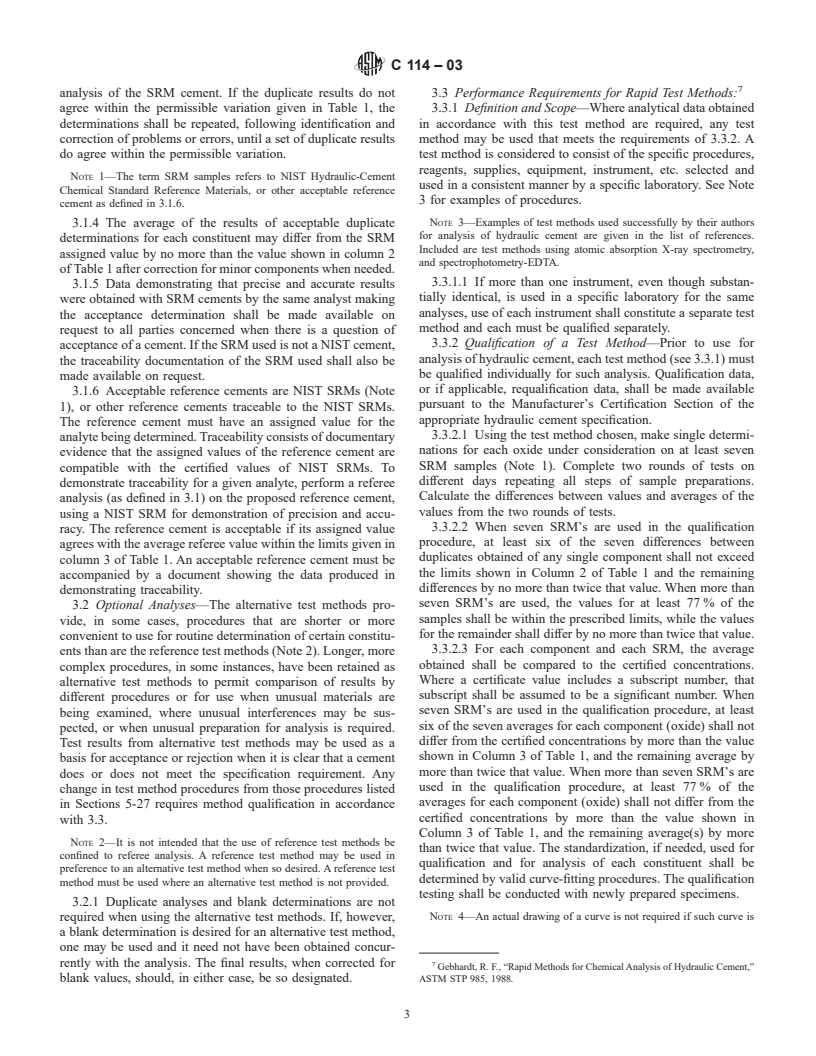 ASTM C114-03 - Standard Test Methods for Chemical Analysis of Hydraulic Cement