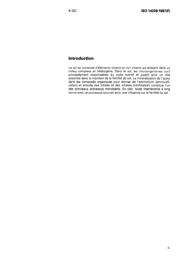 ISO 14238:1997 - Qualité du sol -- Méthodes biologiques -- Détermination de la minéralisation de l'azote et de la nitrification dans les sols, et de l'influence des produits chimiques sur ces processus