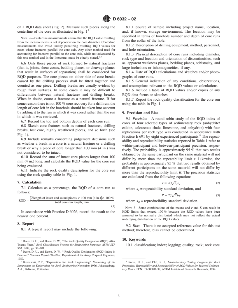 ASTM D6032-02 - Standard Test Method for Determining Rock Quality Designation (RQD) of Rock Core