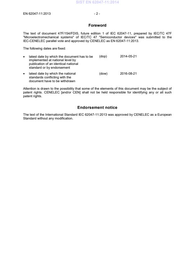 EN 62047-11:2013 EN 62047-11:2014 - Page 4 preview