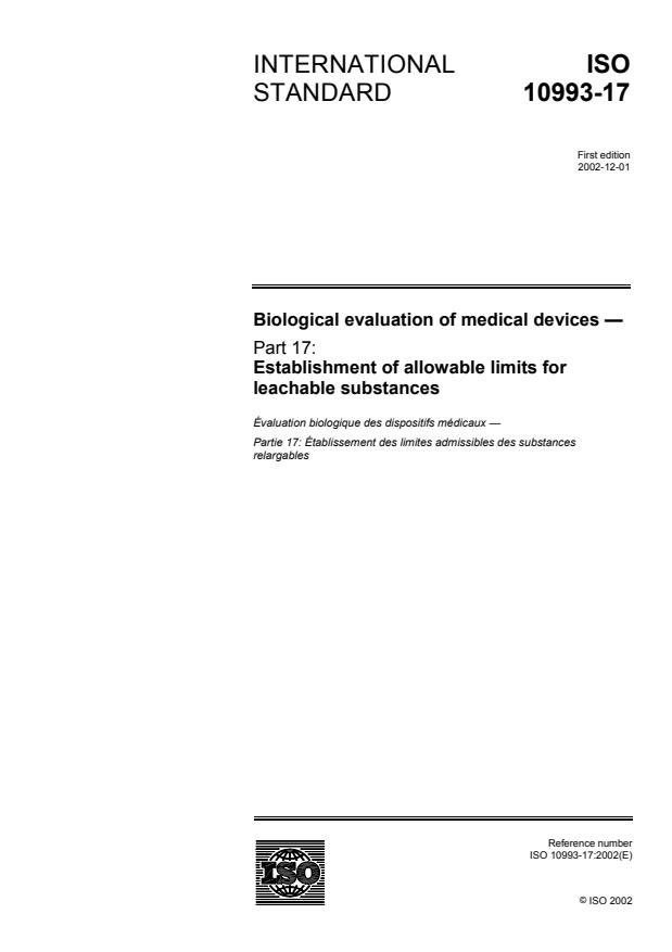 ISO 10993-17:2002 - Biological evaluation of medical devices