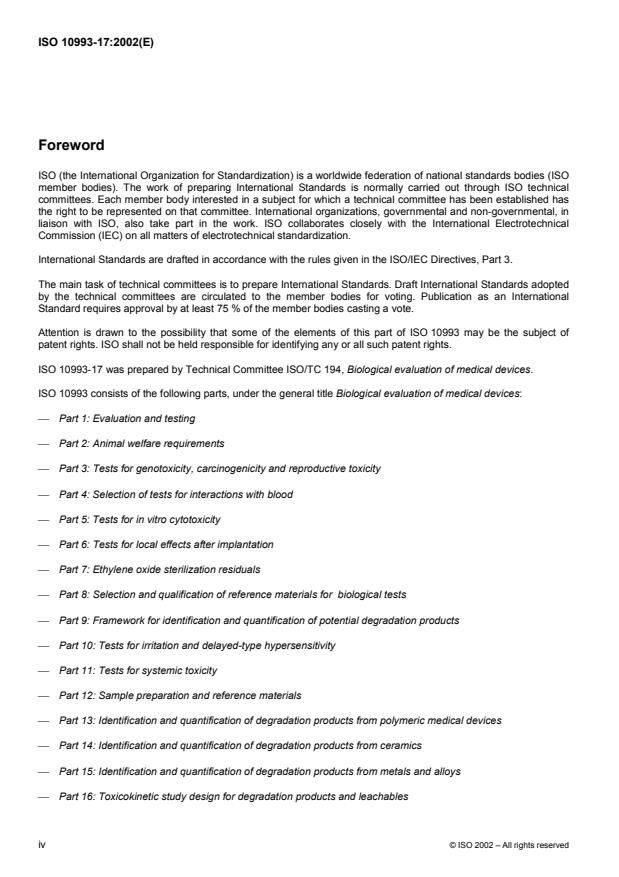 ISO 10993-17:2002 ISO 10993-17:2002 - Biological evaluation of medical devices - Page 4 preview