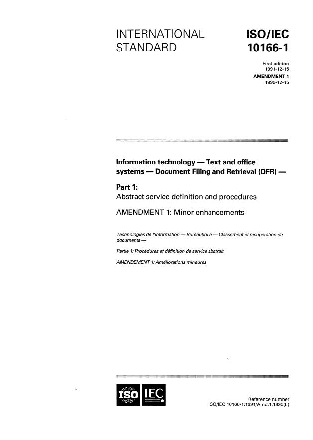 ISO/IEC 10166-1:1991/Amd 1:1995 - Minor enhancements