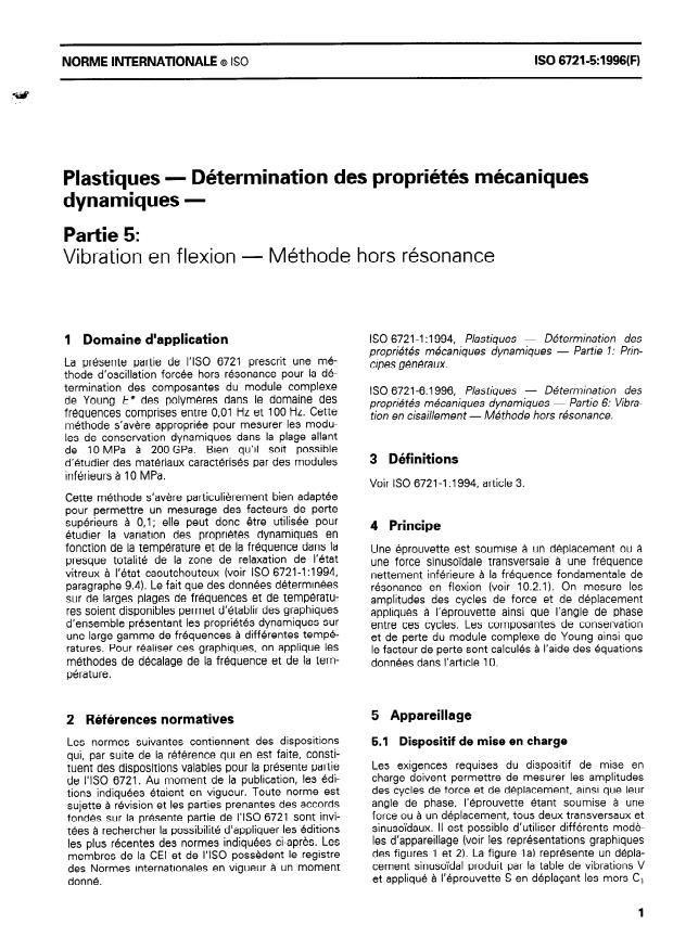 ISO 6721-5:1996 - Plastiques -- Détermination des propriétés mécaniques dynamiques