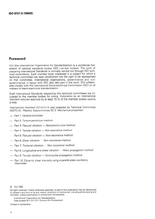 ISO 6721-5:1996 ISO 6721-5:1996 - Plastics -- Determination of dynamic mechanical properties - Page 2 preview