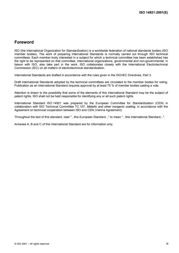 ISO 14921:2001 - Thermal spraying -- Procedures for the application of thermally sprayed coatings for engineering components