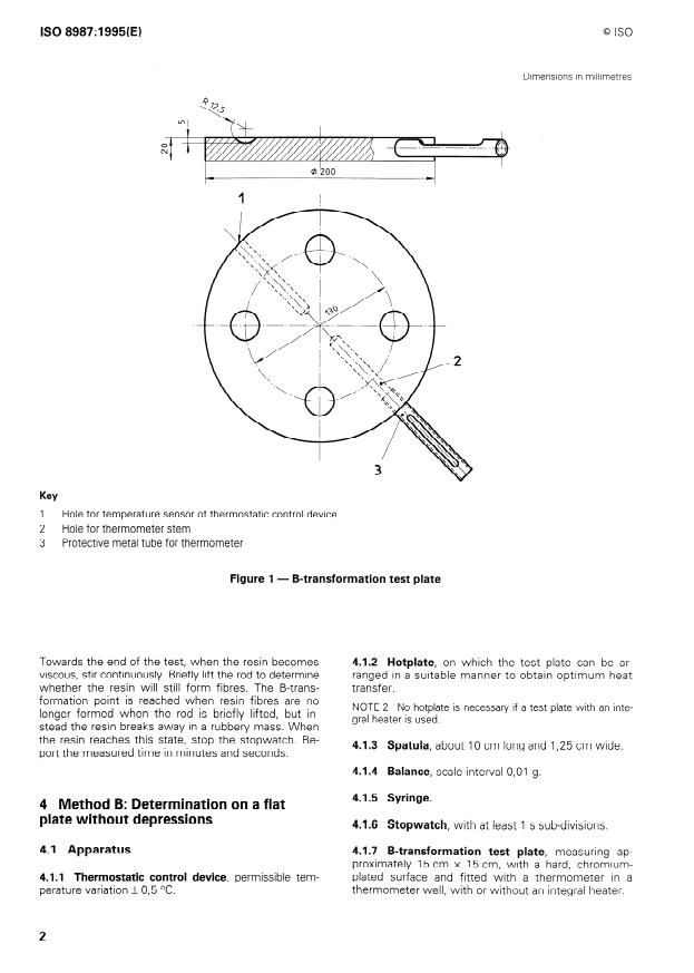 ISO 8987:1995 ISO 8987:1995 - Plastics -- Phenolic resins -- Determination of reactivity on a B-transformation test plate - Page 4 preview