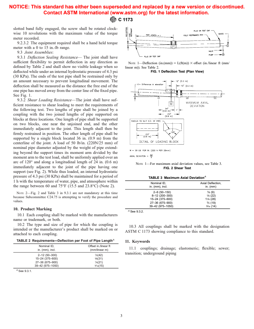 ASTM C1173-97 - Standard Specification for Flexible Transition Couplings for Underground Piping Systems