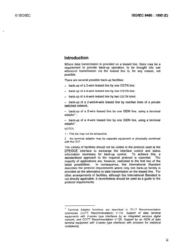 ISO/IEC 8480:1995 - Information technology --  Telecommunications and information exchange between systems -- DTE/DCE interface back-up control operation using ITU-T Recommendation V.24 interchange circuits